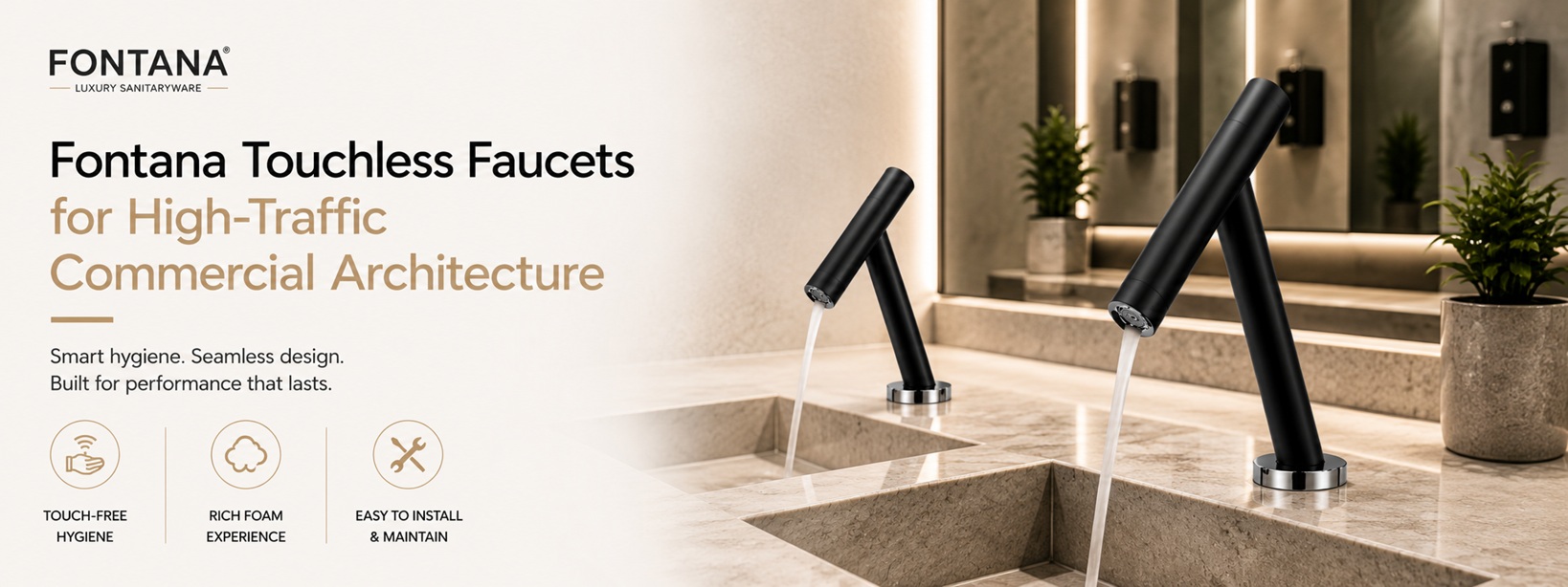 Fontana Touchless Faucets for High-Traffic Commercial Architecture